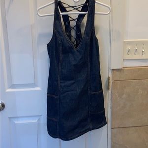 Denim V Neck Overall Dress